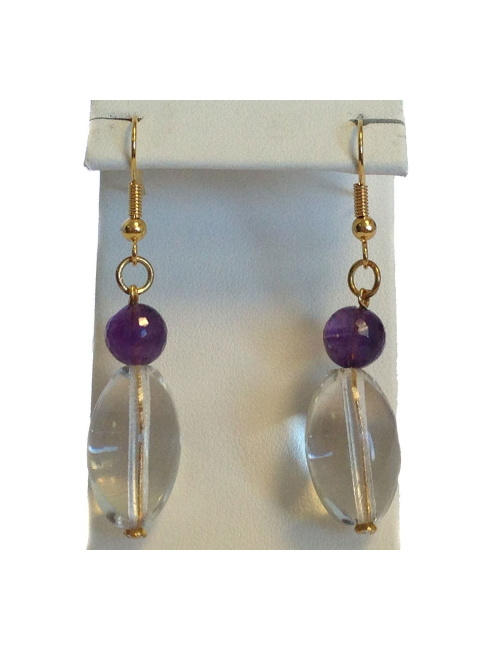 Clous MARGUERITE DE VALOIS cristal de Roche et améthyste