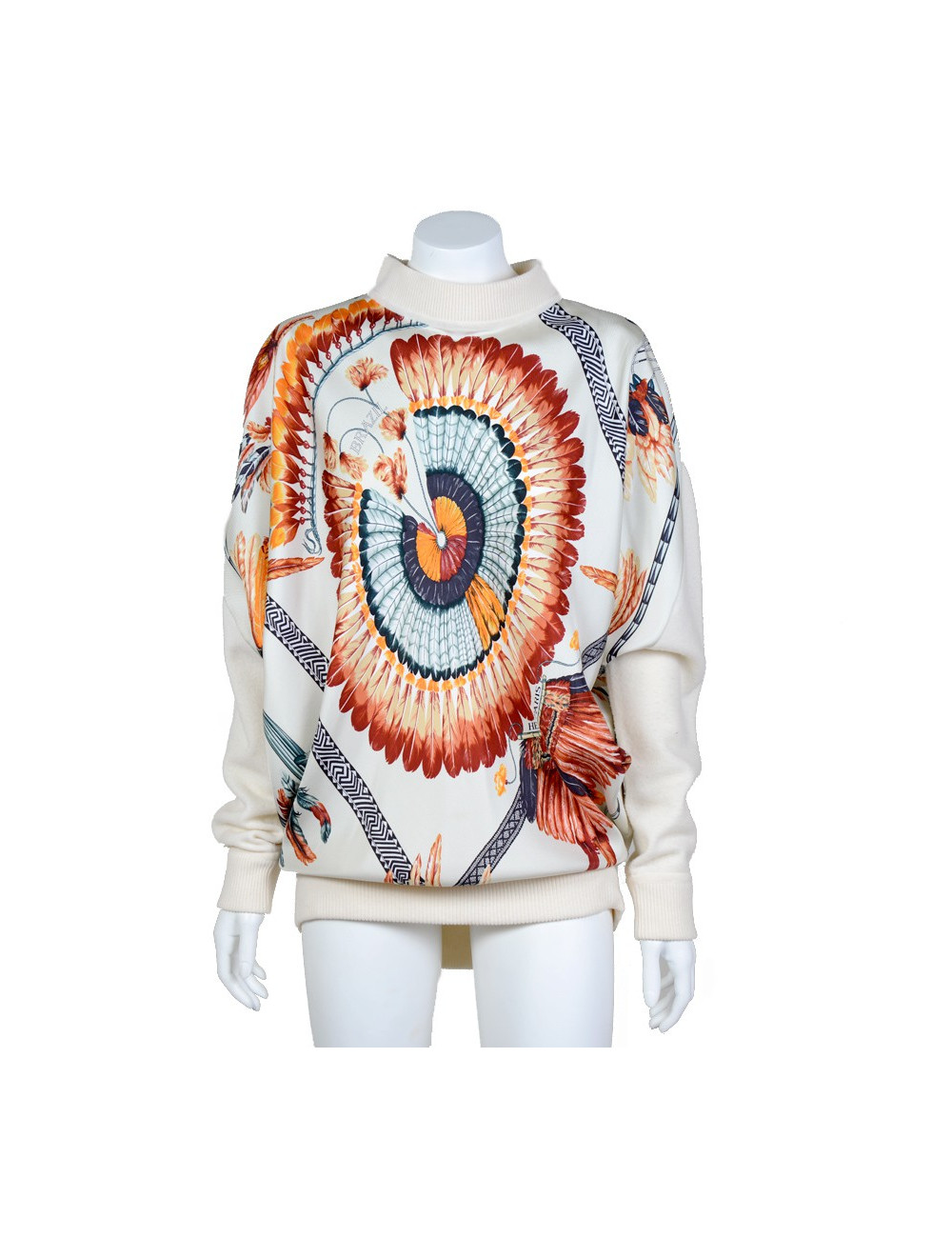 Blouse HERMES soie motifs plumes