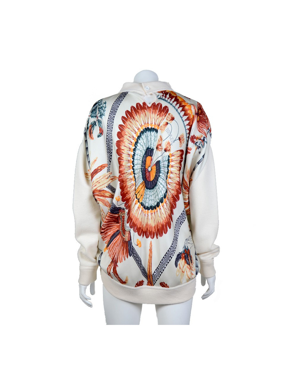 Blouse HERMES soie motifs plumes