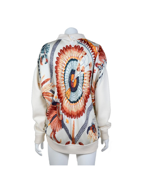 Blouse HERMES soie motifs plumes