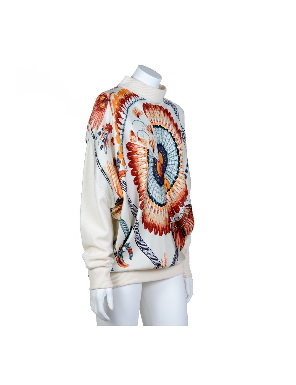 Blouse HERMES soie motifs plumes