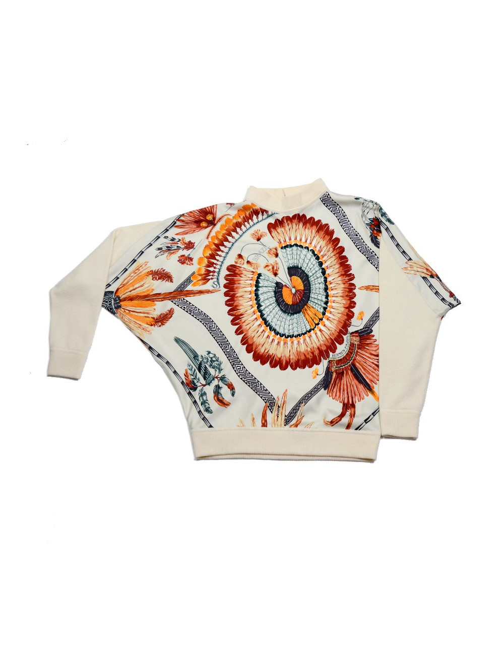 Blouse HERMES soie motifs plumes