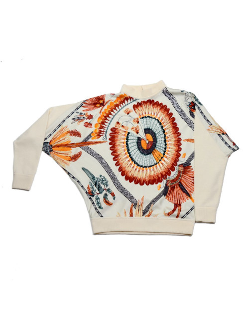 Blouse HERMES soie motifs plumes