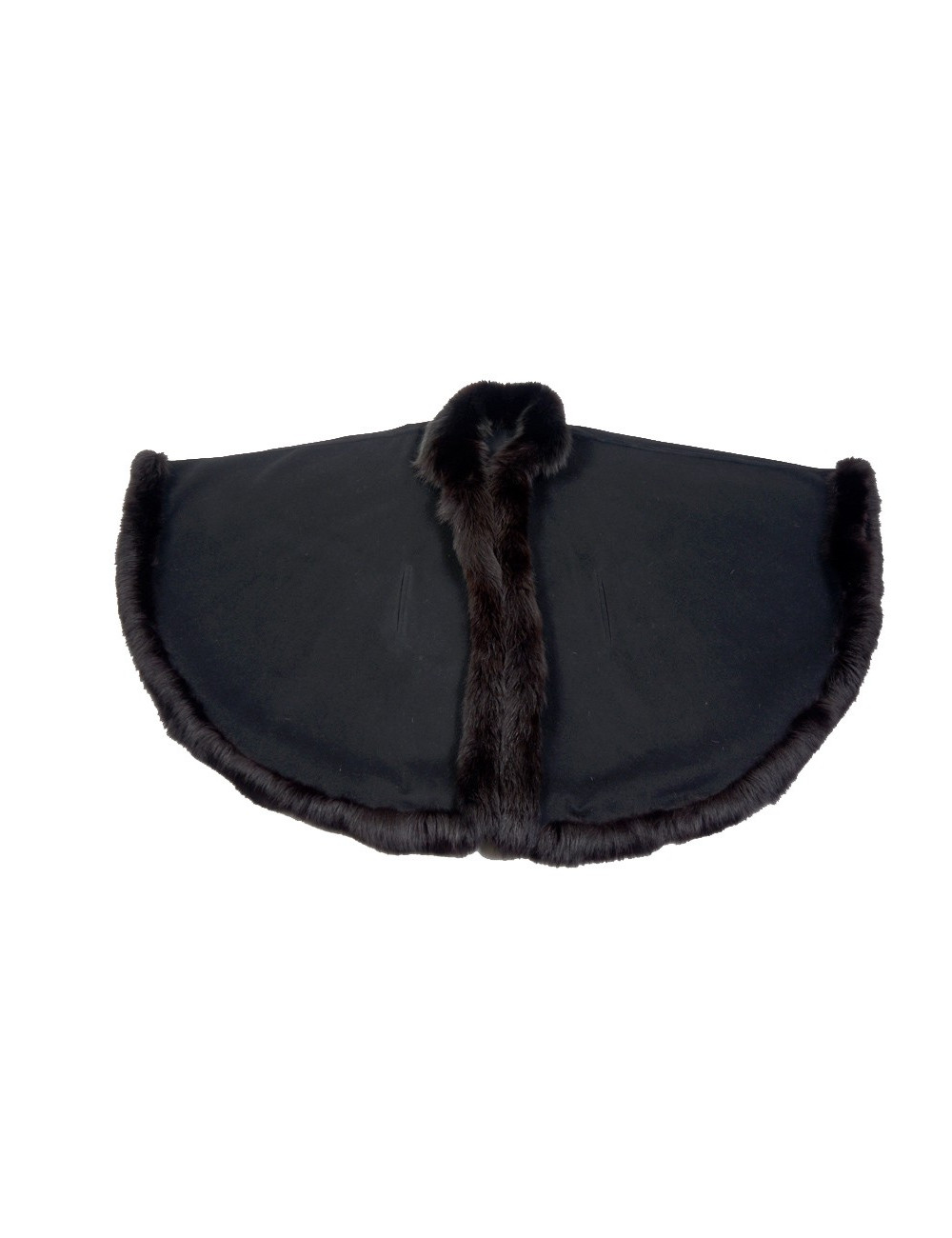 Cape GERARD BABIN drap de laine et renard noir