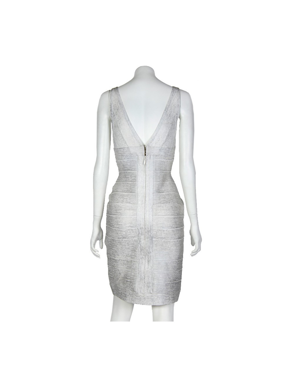 Robe HERVE LEGER T M blanc et argenté