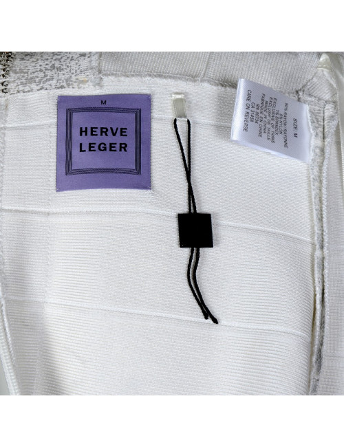 Robe HERVE LEGER T M blanc et argenté
