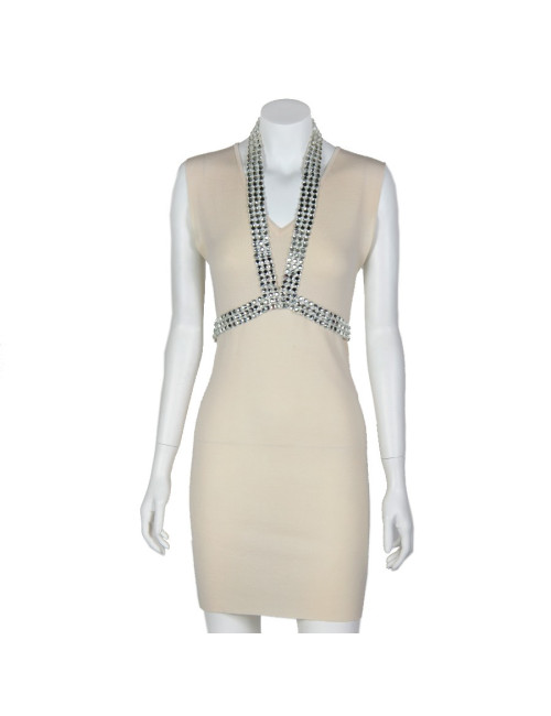 Robe BALMAIN T36 laine rose pâle