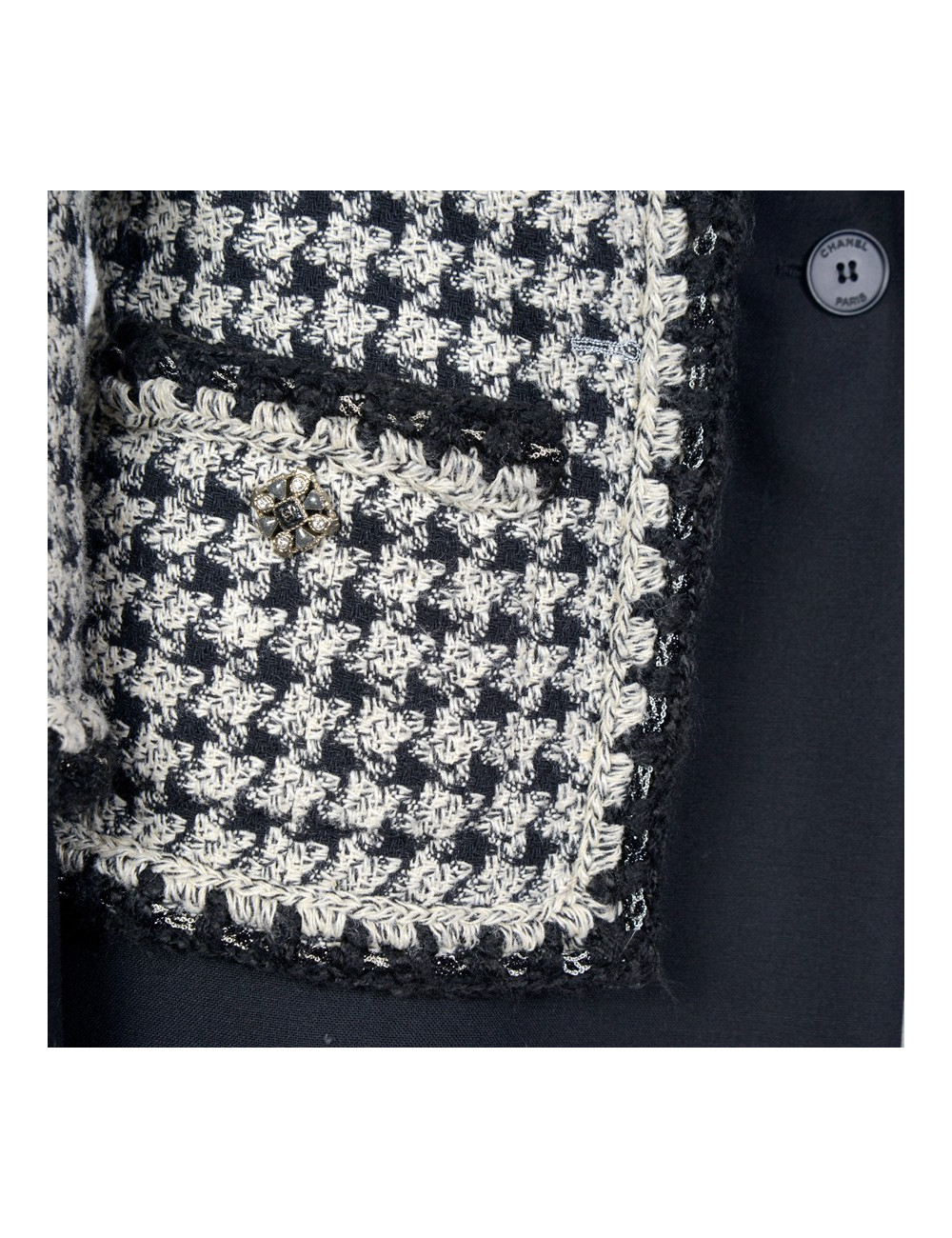 Veste double T40 CHANEL pied de poule noir et blanc 
