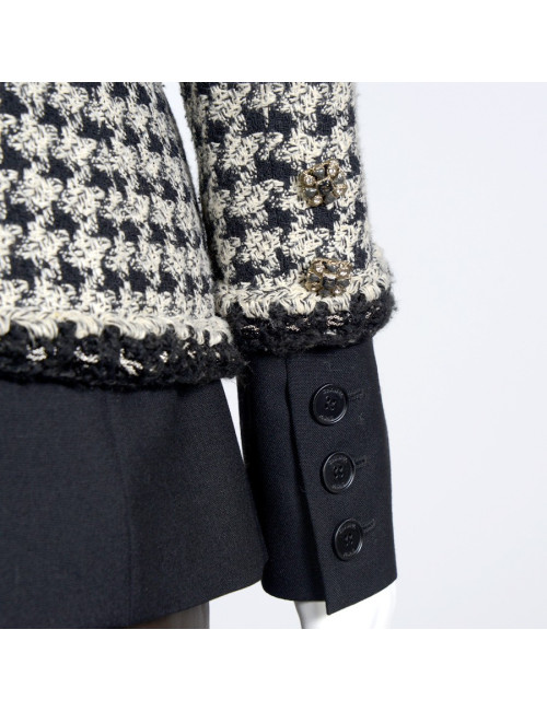 Veste double T40 CHANEL pied de poule noir et blanc 