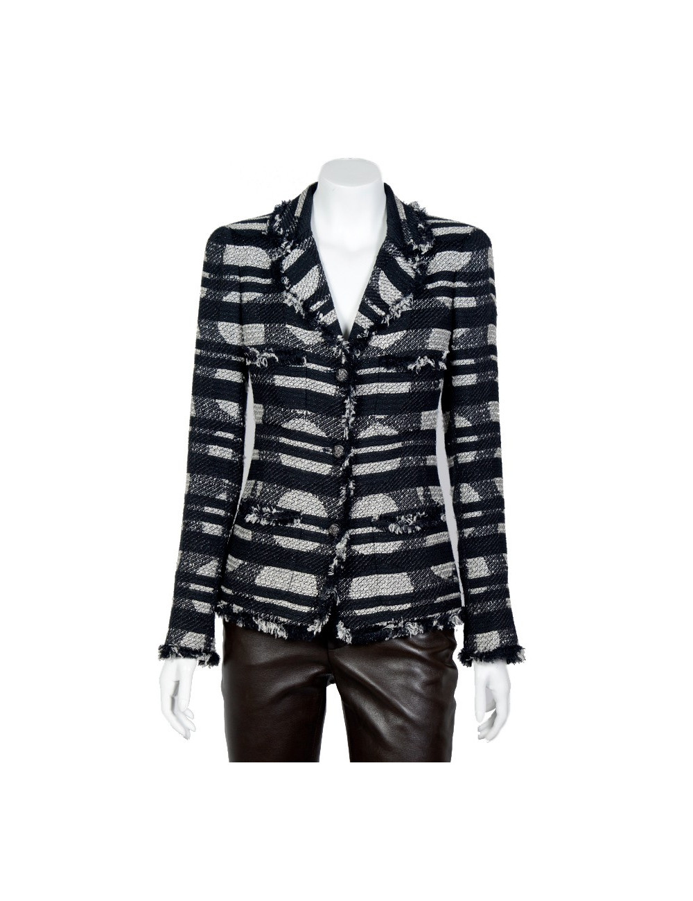 Veste CHANEL T36 noire et blanche 