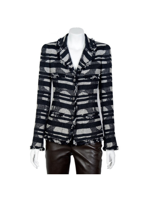 Veste CHANEL T36 noire et blanche 