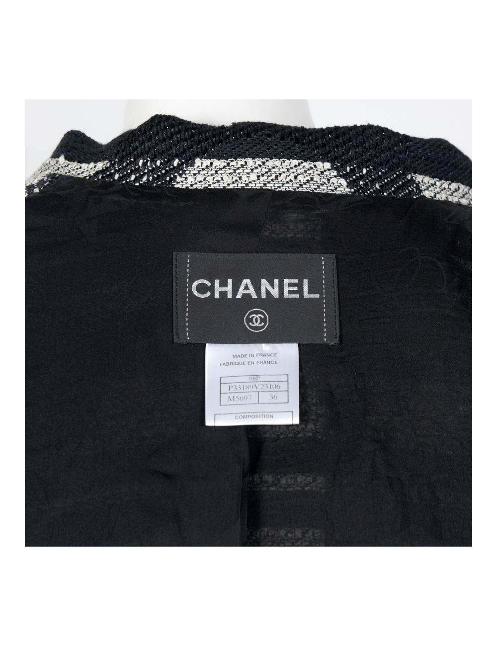 Veste CHANEL T36 noire et blanche 