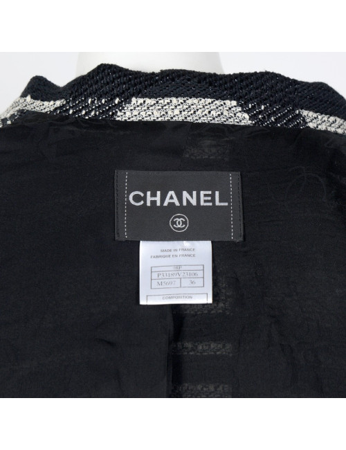 Veste CHANEL T36 noire et blanche 