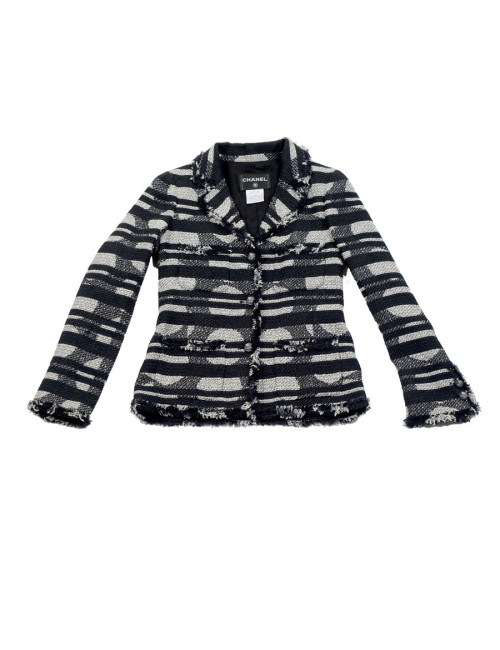Veste CHANEL T36 noire et blanche 