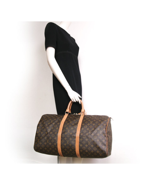 Sac "keepall 55" LOUIS VUITTON toile monogram marron