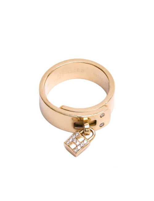 Bague  "kelly" HERMES  T 56 en or  jaune et diamants
