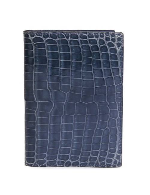 porte agenda HERMES crocodile porosus bleu jean's 