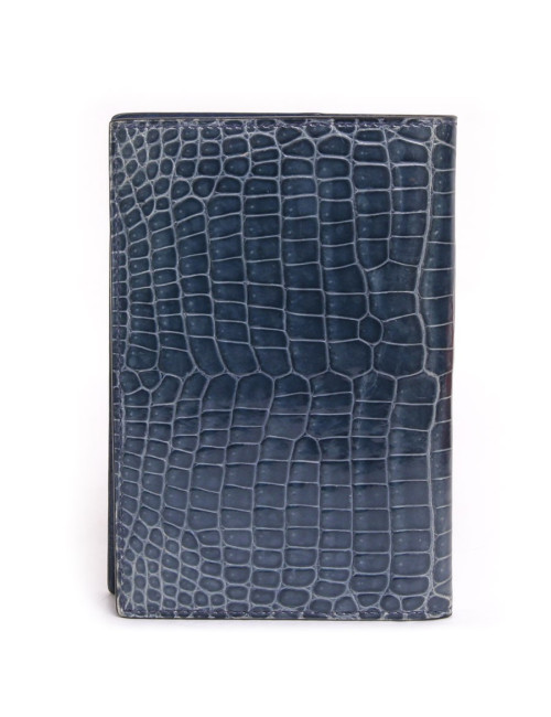 porte agenda HERMES crocodile porosus bleu jean's 