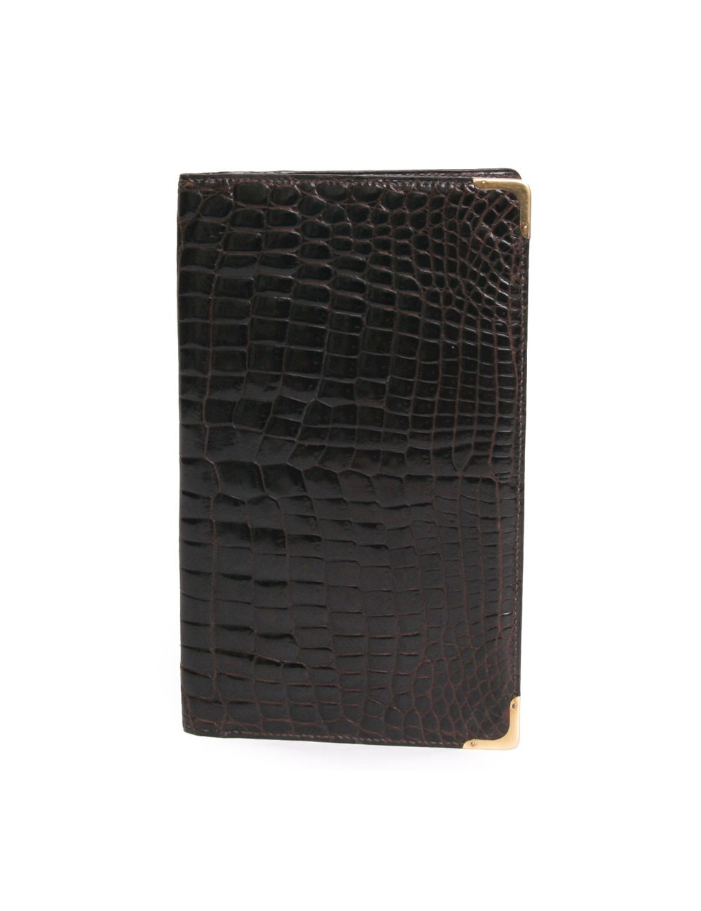 Grand portefeuille MORABITO crocodile porosus marron