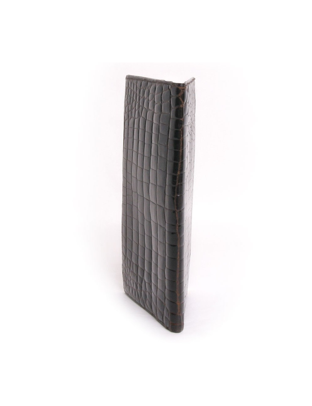 Grand portefeuille MORABITO crocodile porosus marron