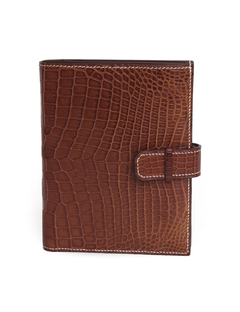 Portefeuille HERMES  en crocodile niloticus couleur cognac