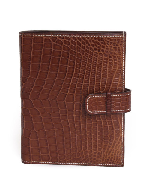Rortefeuille HERMES  en crocodile niloticus couleur cognac