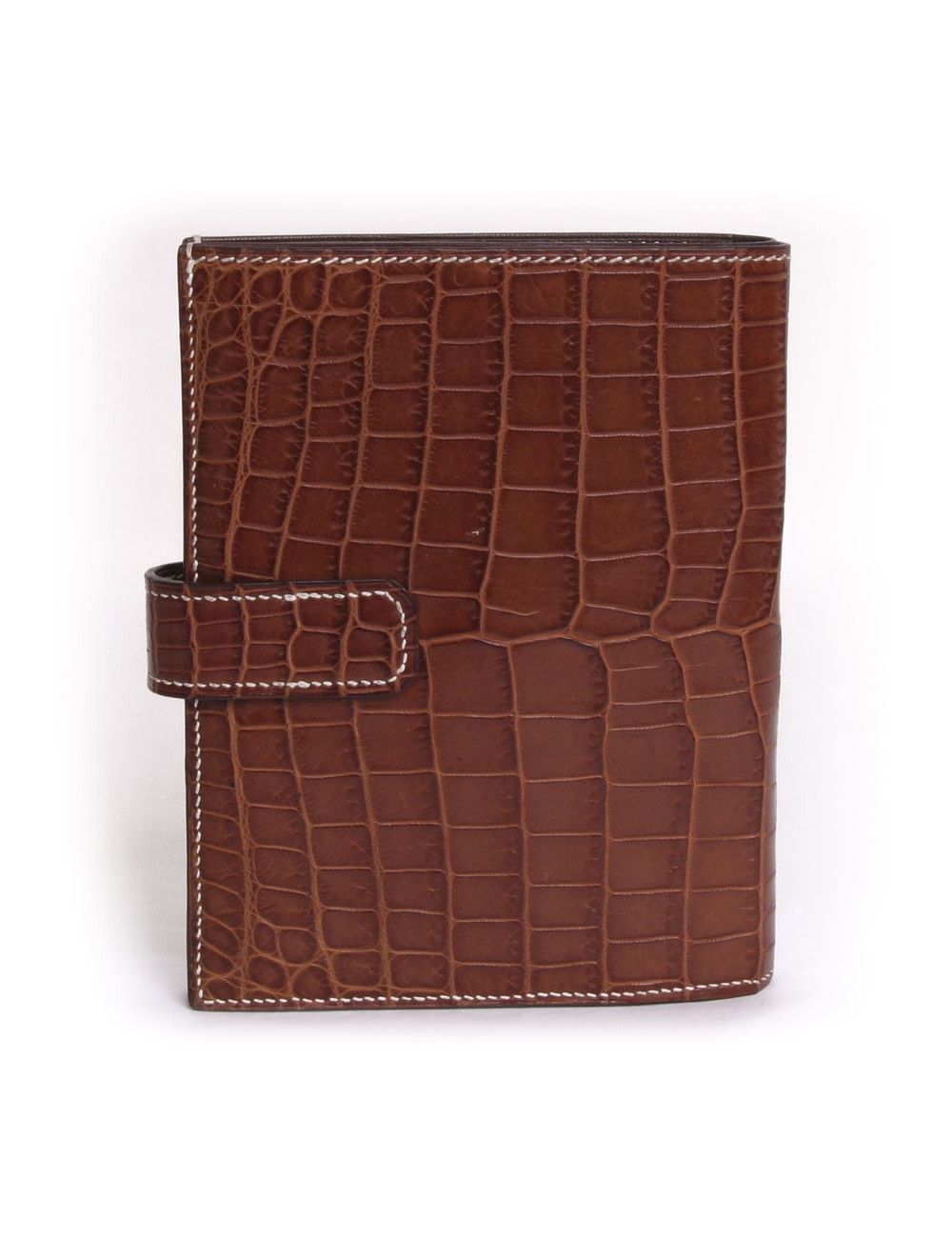 Portefeuille HERMES  en crocodile niloticus couleur cognac