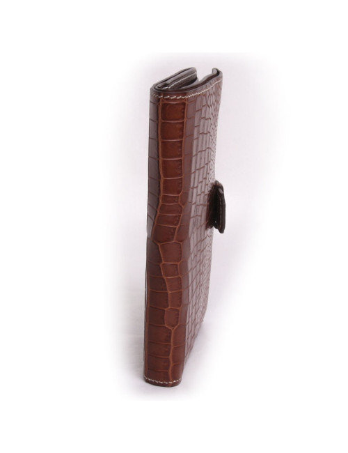 Rortefeuille HERMES  en crocodile niloticus couleur cognac