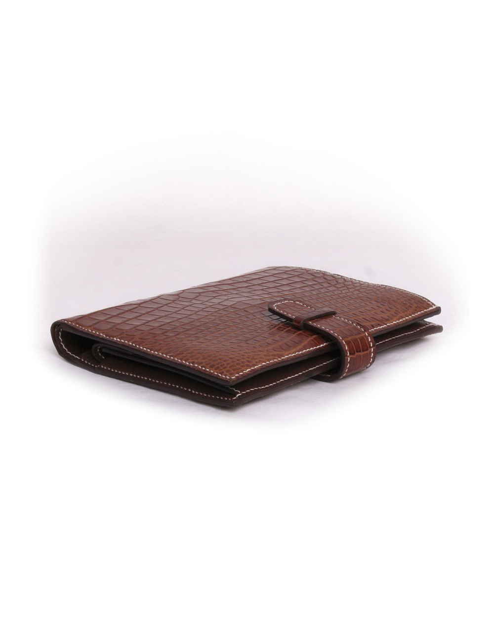 Rortefeuille HERMES  en crocodile niloticus couleur cognac