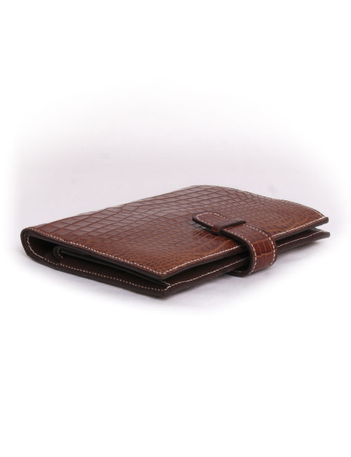 Rortefeuille HERMES  en crocodile niloticus couleur cognac