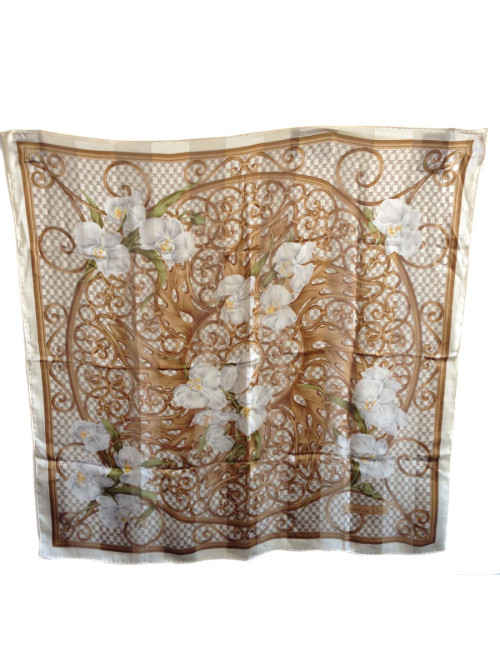 Carré Christian Dior en soie fleurie vintage