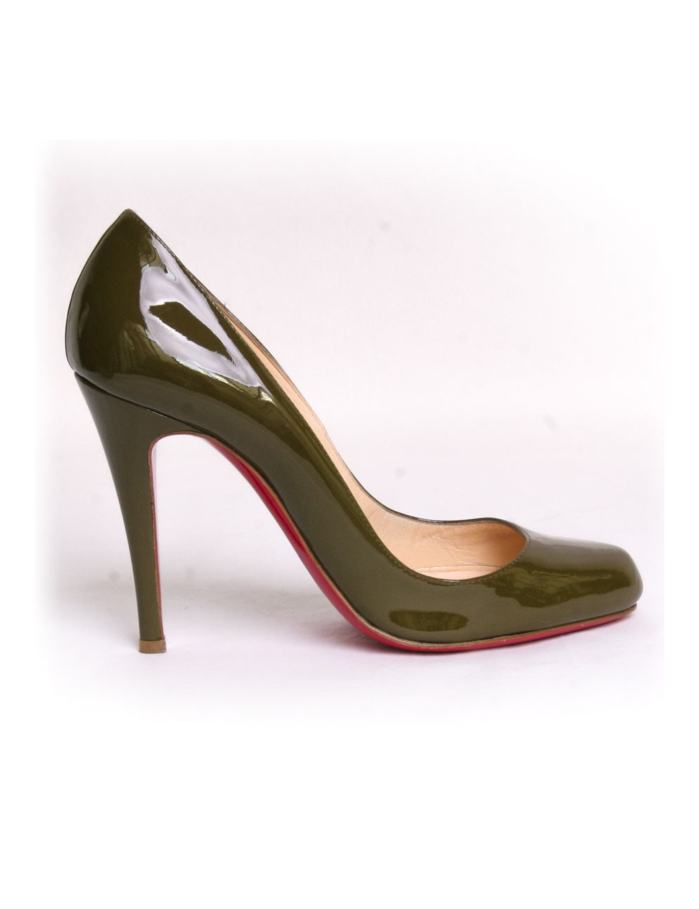 Escarpins LOUBOUTIN T 36 vernis vert kaki