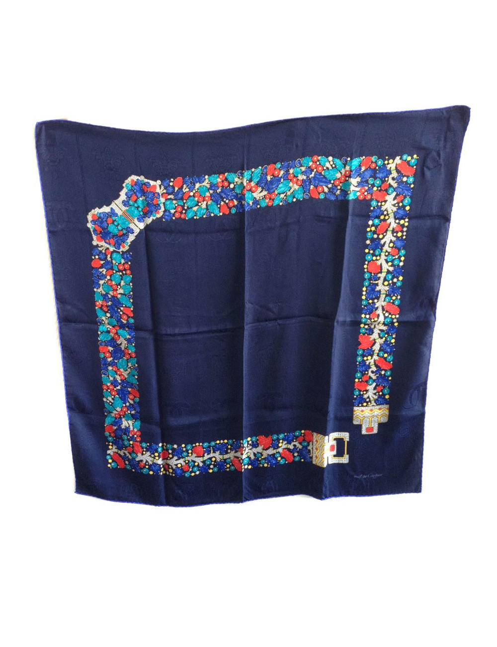 Foulard CARTIER "Must Have" en soie bleu nuit