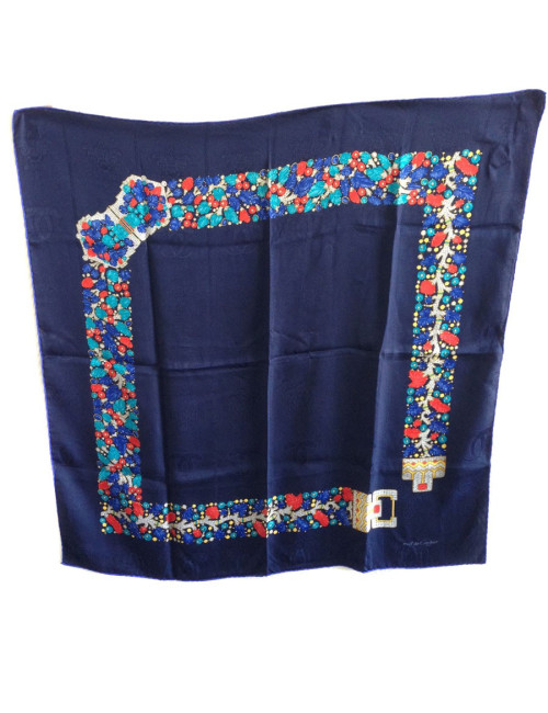 Foulard CARTIER "Must Have" en soie bleu nuit