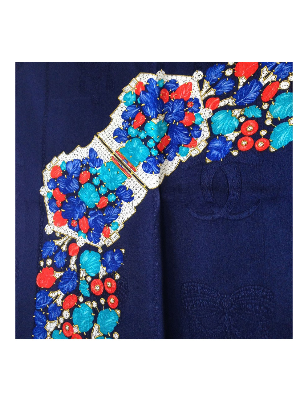 Foulard CARTIER "Must Have" en soie bleu nuit