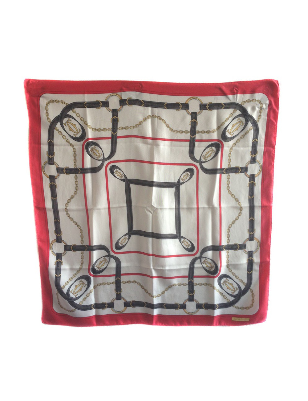 Carré de soie  bleu blanc rouge "Must" de CARTIER