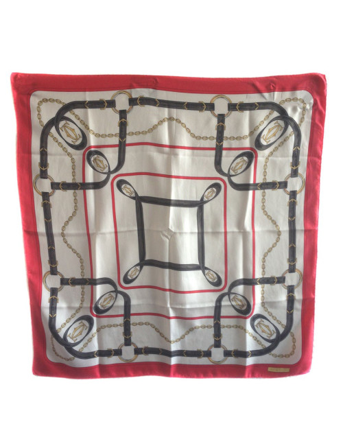 Carré de soie  bleu blanc rouge "Must" de CARTIER