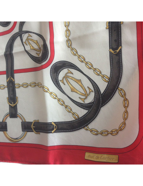 Carré de soie  bleu blanc rouge "Must" de CARTIER