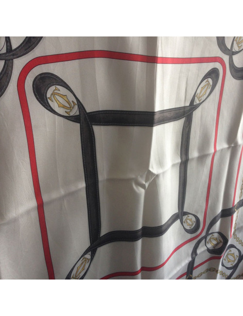 Carré de soie  bleu blanc rouge "Must" de CARTIER