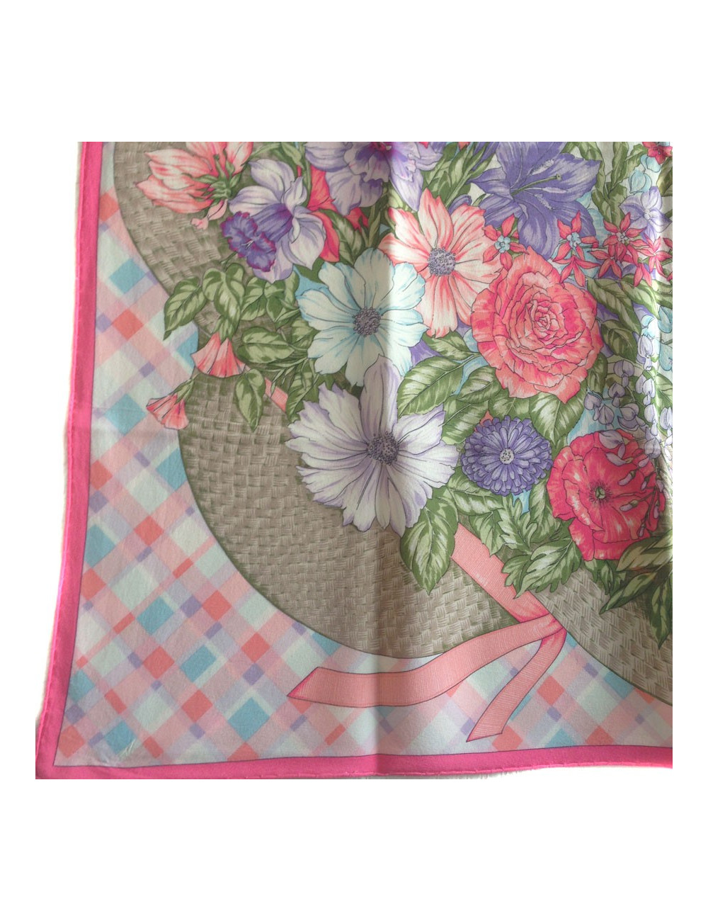 Carré de mousseline de soie Christian DIOR rose vintage