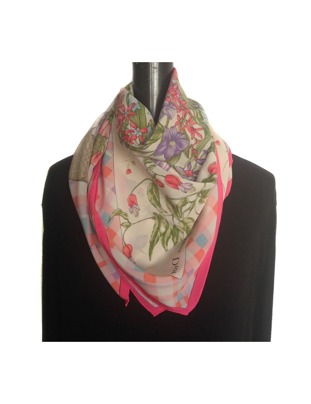 Carré de mousseline de soie Christian DIOR rose