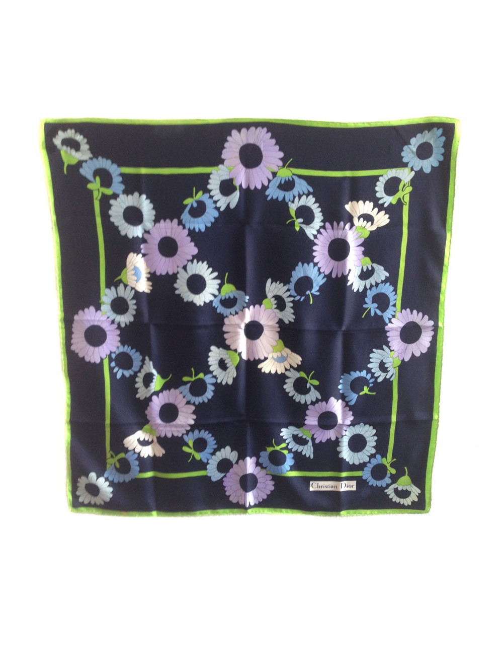 Carré de soie Christian DIOR "marguerites" vintage