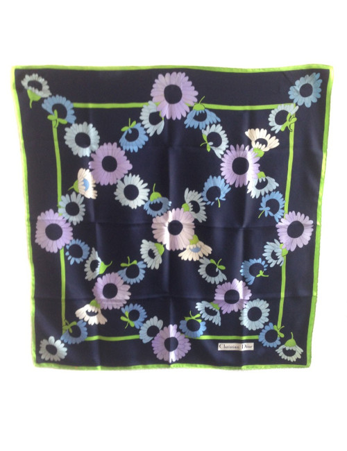 Carré de soie Christian DIOR "marguerites" vintage