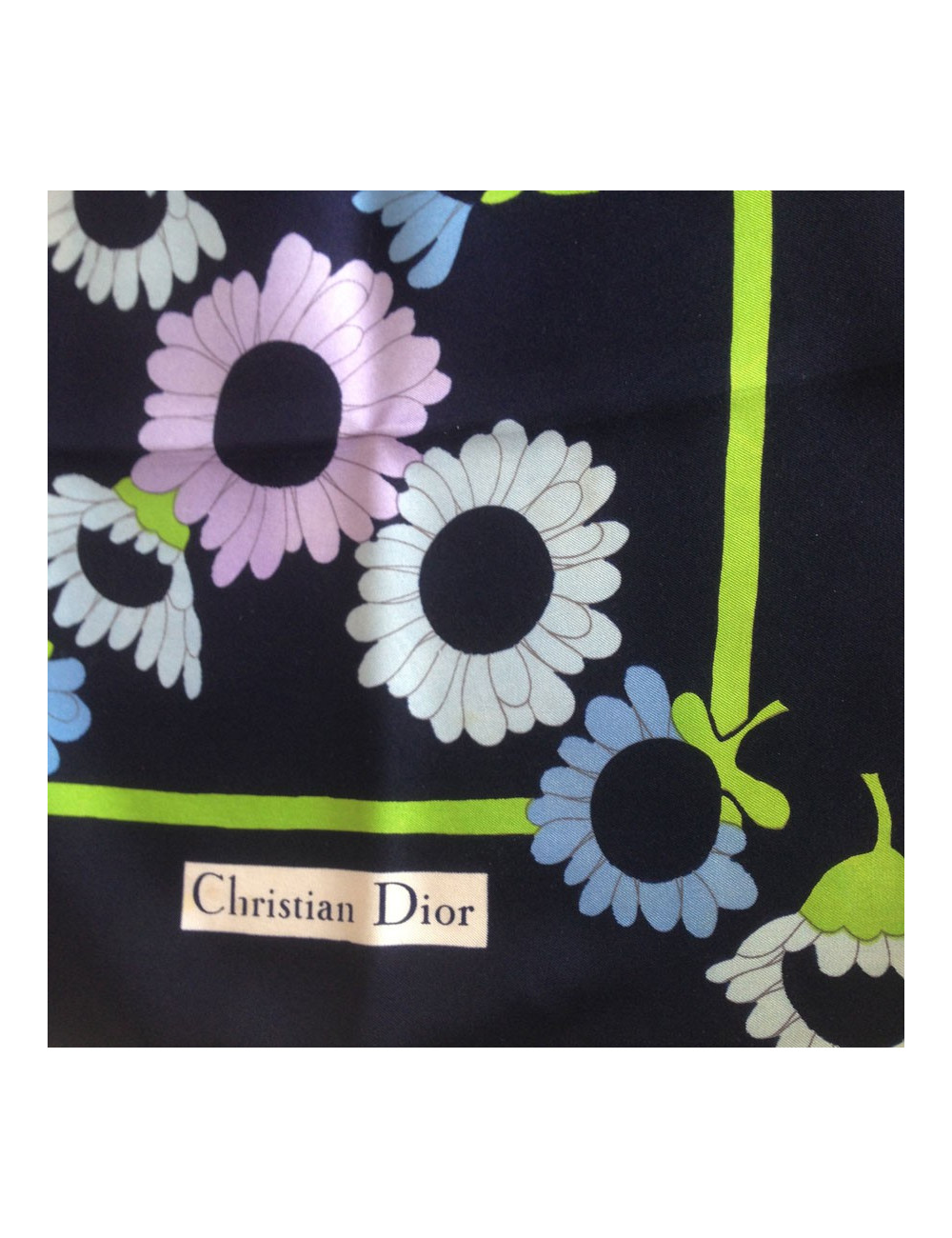 Carré de soie Christian DIOR "marguerites" vintage