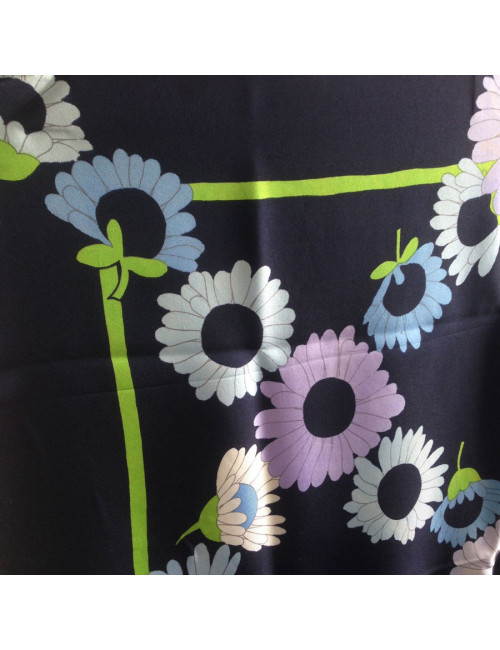 Carré de soie Christian DIOR "marguerites" vintage