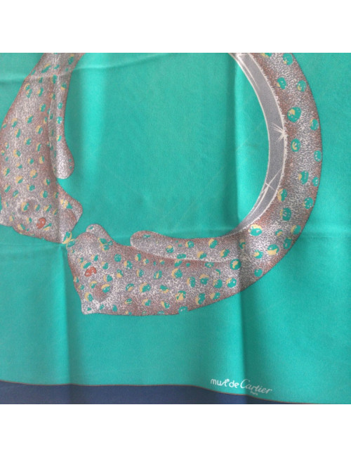 Carré de soie "Must" de CARTIER vert jade vintage