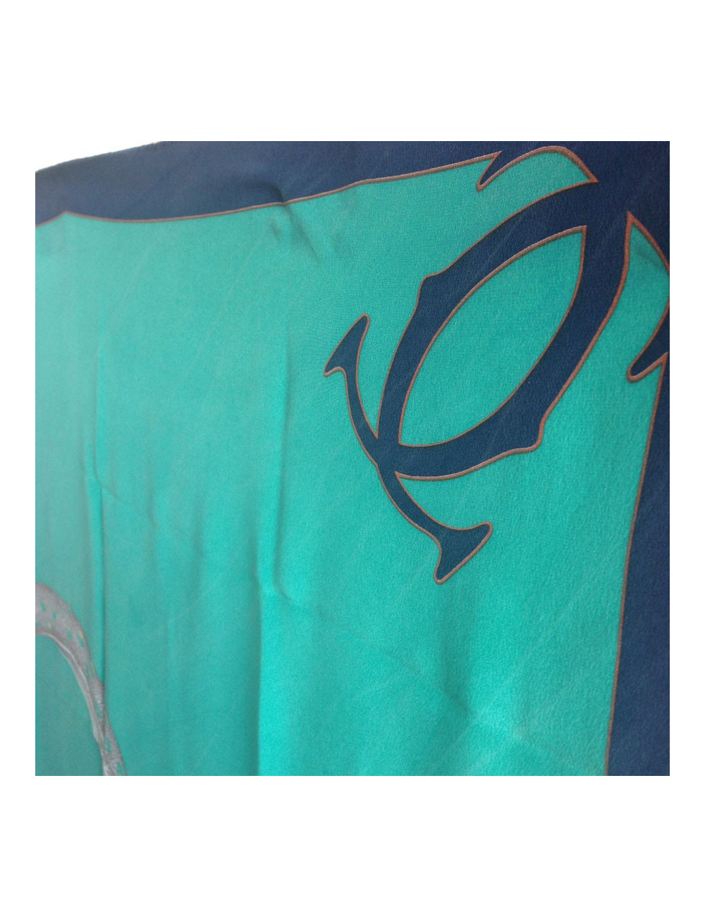 Carré de soie "Must" de CARTIER vert jade vintage