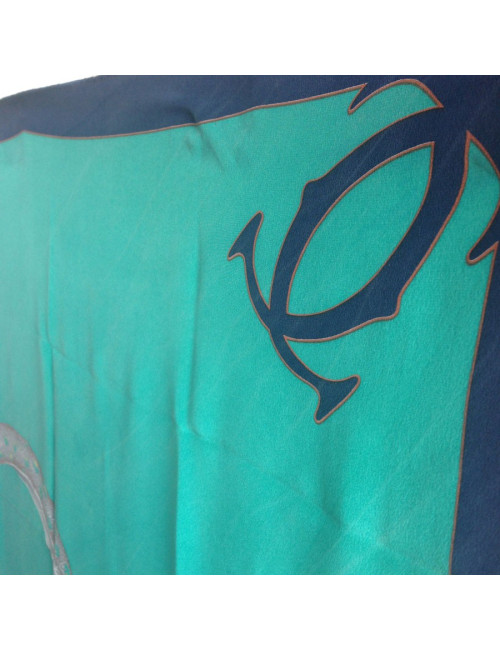 Carré de soie "Must" de CARTIER vert jade vintage