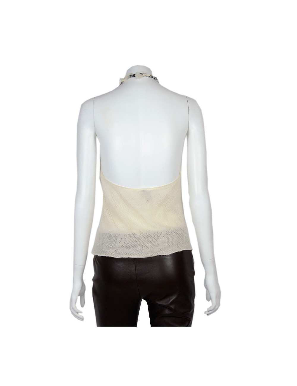 Twin set CHANEL T40 crème en cachemire