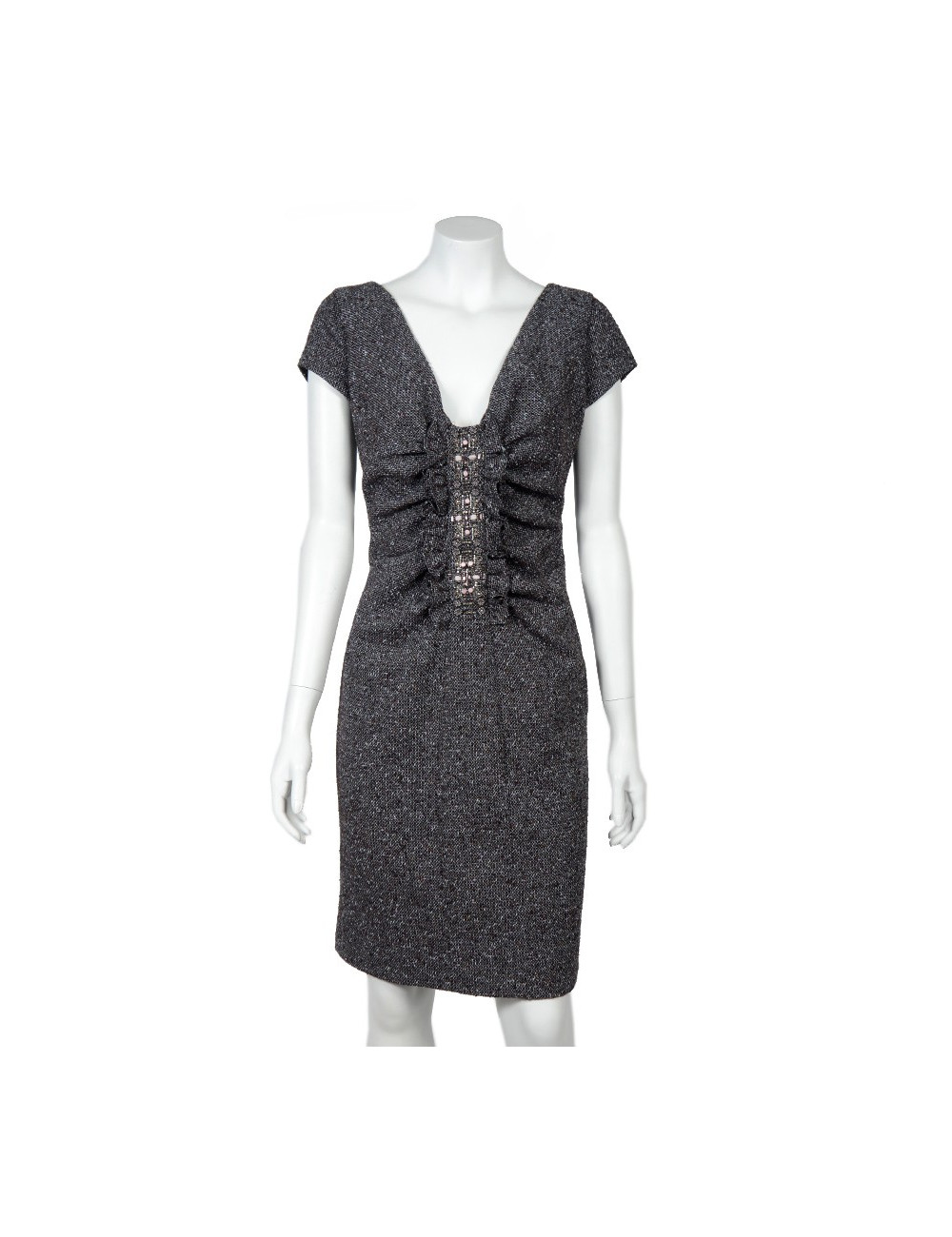 Robe VALENTINO  T38 en tweed et broderies